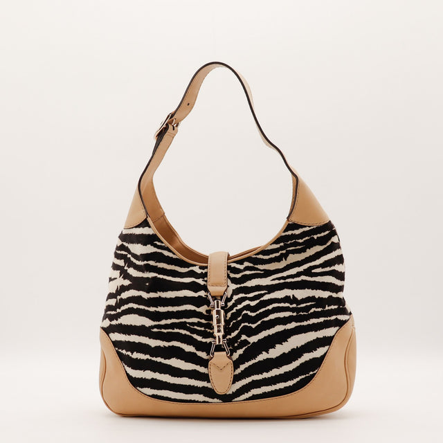 Sac Gucci Jackie veau poulain imprimé zèbre vue de face occasion authentique — AMANA Vintage