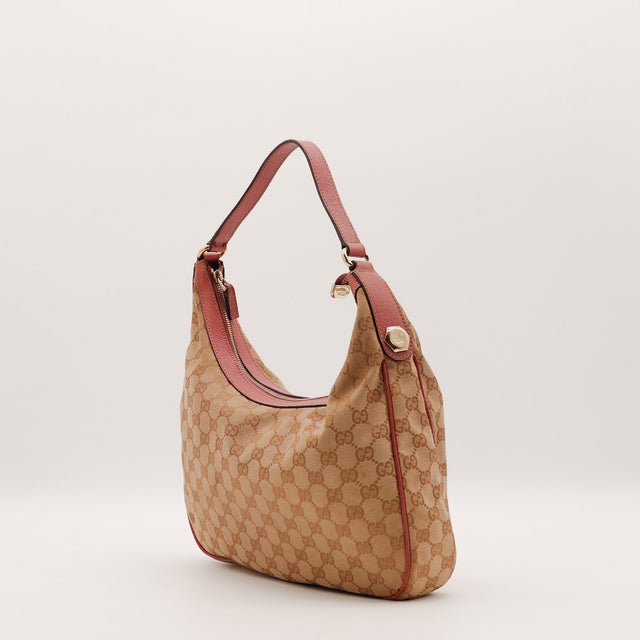 Sac Gucci Hobo toile monogrammée beige vue de dos occasion authentique — AMANA Vintage