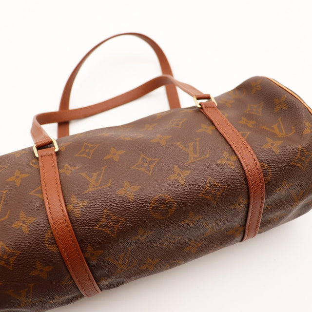 Détail anses cuir vachette Louis Vuitton Papillon 26 — AMANA Vintage