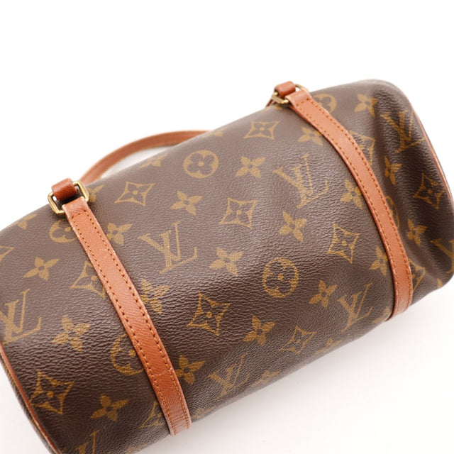 Detail anses cuir vachette Louis Vuitton Papillon 26 patine caramel — AMANA Vintage