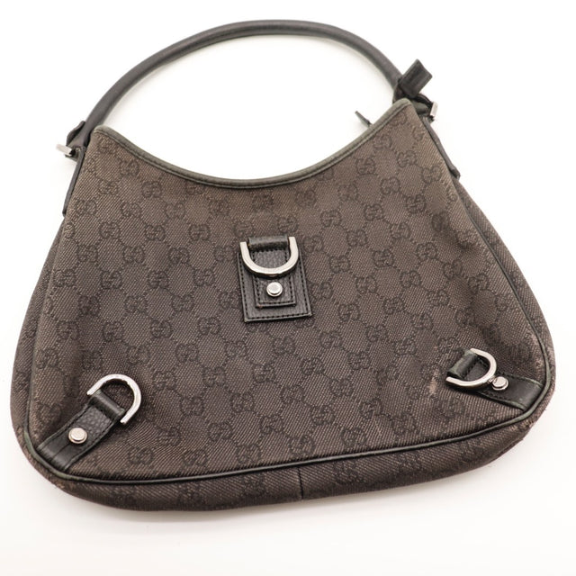 Vue de l'intérieur Gucci Abbey D-Ring toile monogrammée noire occasion authentique — AMANA Vintage