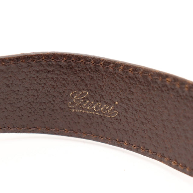 Gucci New Jackie détail envers anse cuir marron Gucci script — AMANA Vintage