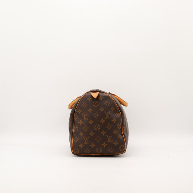 zijaanzicht Louis Vuitton Speedy 35 structuur in bodem — AMANA Vintage