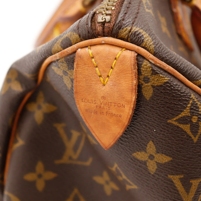 Detail tab Louis Vuitton Speedy 30 estampille Louis Vuitton Paris made in France — AMANA Vintage