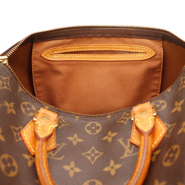 Binnenkant Louis Vuitton Speedy 30 voering textile bruin — AMANA Vintage