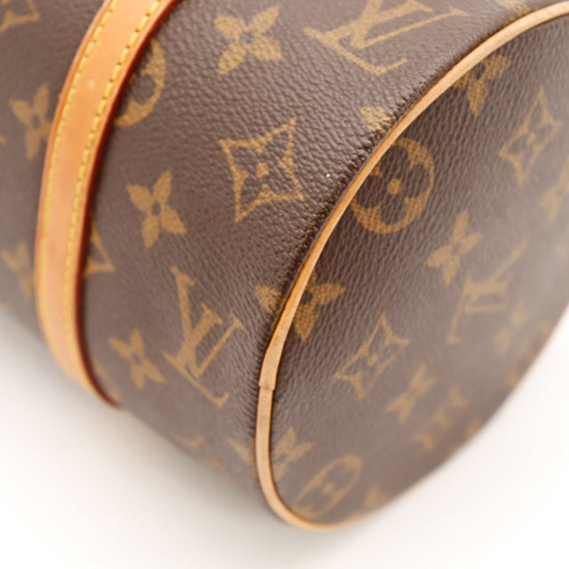 Détail bord cylindrique Louis Vuitton Papillon 30 toile Monogram cuir vachette — AMANA Vintage