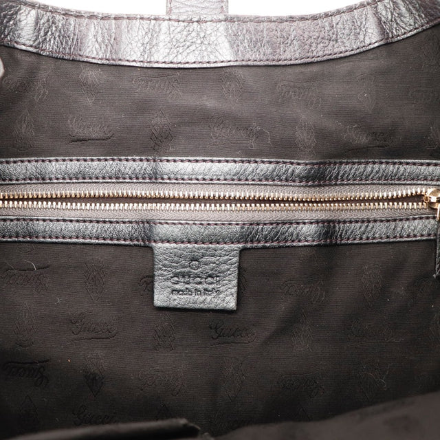 Fond du sac Gucci New Jackie cuir noir occasion authentique — AMANA Vintage