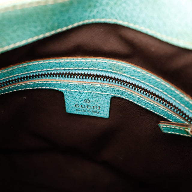 Intérieur Gucci New Jackie doublure cuir turquoise occasion — AMANA Vintage