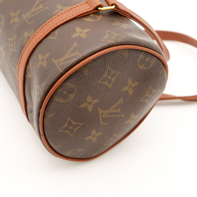 Vue en plongée Louis Vuitton Papillon 30 toile Monogram anses vachette — AMANA Vintage