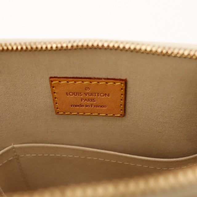 Interieur doublure textile Louis Vuitton Alma MM Vernis kaki propre — AMANA Vintage