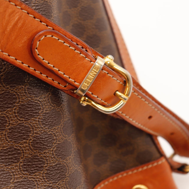 Vue trois quarts Céline Seau Macadam toile enduite marron — AMANA Vintage