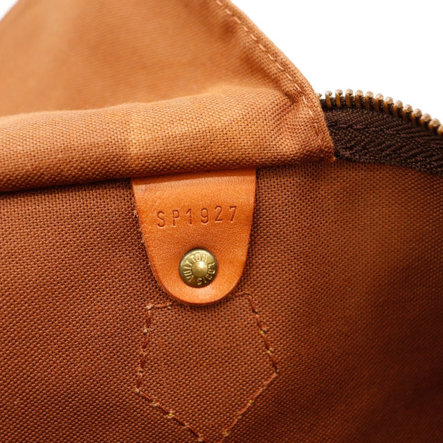 Vue tab cuir Louis Vuitton Speedy 40 patine caramel â AMANA Vintage