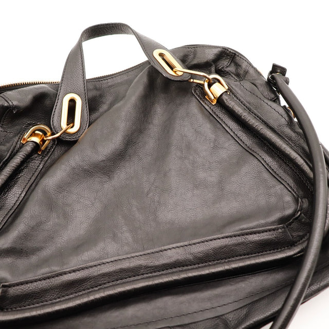Détail anses et quincaillerie dorée sac Chloé Paraty noir — AMANA Vintage