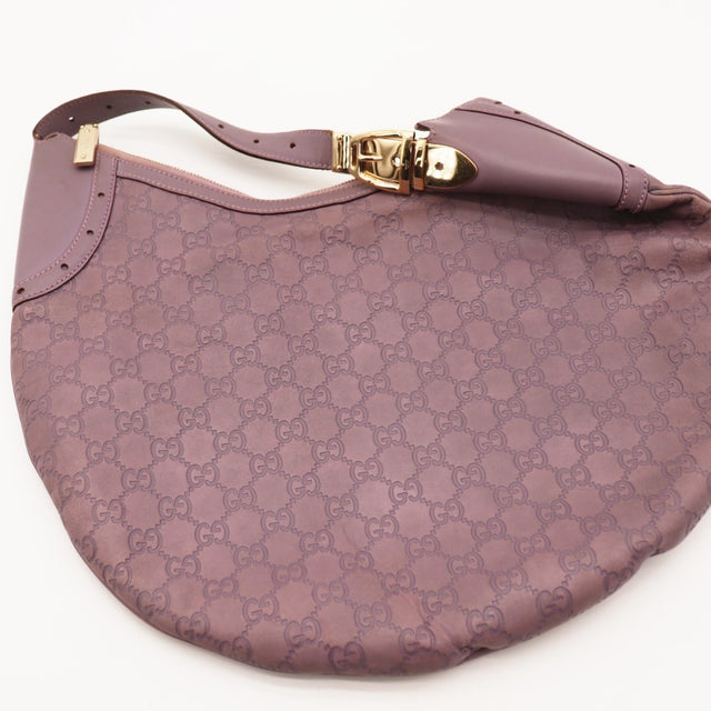 Vue du fond Gucci Hobo Guccissima cuir mauve occasion authentique — AMANA Vintage