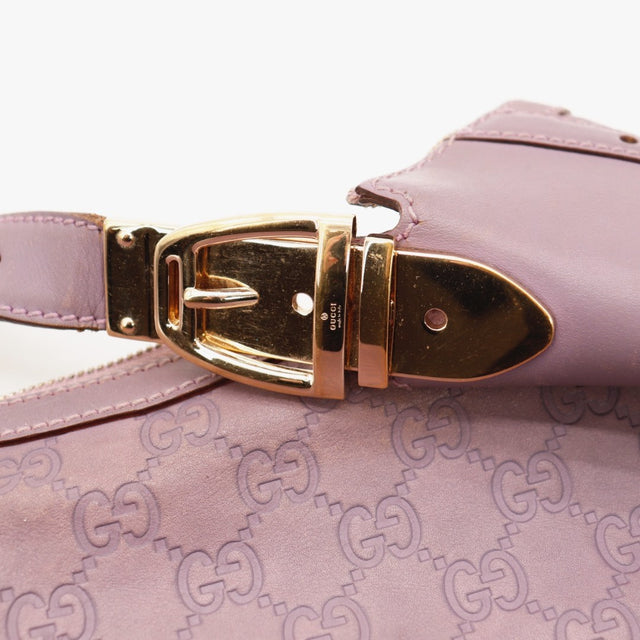 Détail de l'anse Gucci Hobo Guccissima cuir mauve occasion authentique — AMANA Vintage