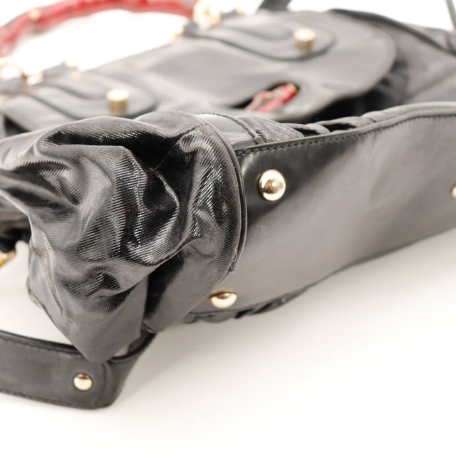 Pormenor canto inferior Tote Bag Bambou Gucci tela preta — AMANA Vintage
