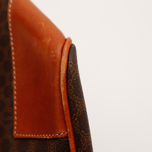 detail corner leather cognac Céline Boston Macadam rubbing wear vintage — AMANA Vintage