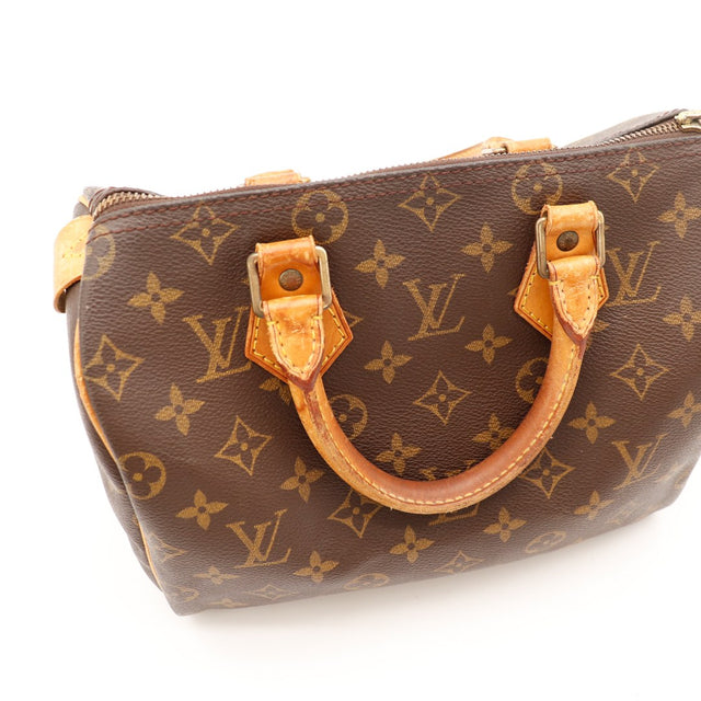 Detail handvatten en tabs vachette Louis Vuitton Speedy 25 slijtage légère — AMANA Vintage