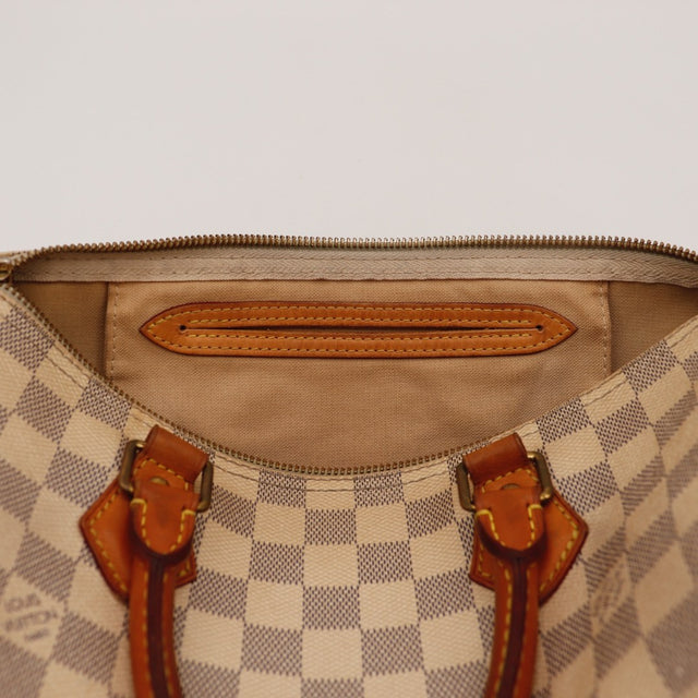 detail van sluiting van ritstrekker van Louis Vuitton Speedy 30 Damier Azur — AMANA Vintage