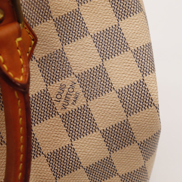 bovenaanzicht van Louis Vuitton Speedy 30 Damier Azur authentiek pre-owned — AMANA Vintage