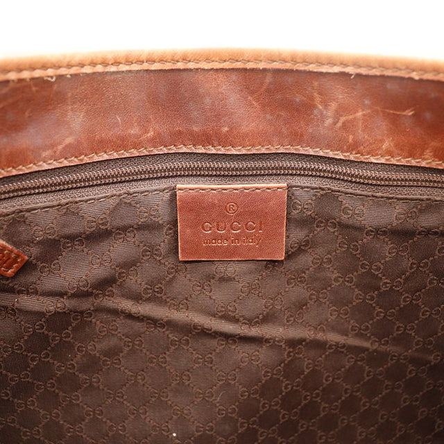 Intérieur Gucci Hobo Web doublure monogrammée marron étiquette Gucci made in Italy — AMANA Vintage