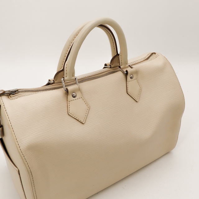 De Speedy 30 Louis Vuitton in wit Épi-leer