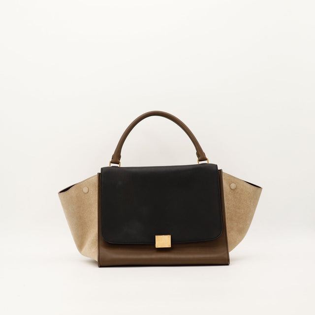 Sac Céline Trapèze Medium tricolore cuir et daim vue de face occasion authentique — AMANA Vintage