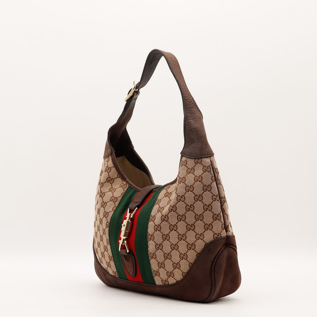 Sac Gucci Jackie bande Web et fermoir piston doré occasion authentique — AMANA Vintage