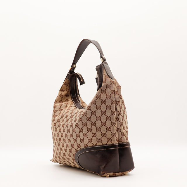 Intérieur du sac Gucci Hobo Web toile monogrammée occasion authentique — AMANA Vintage