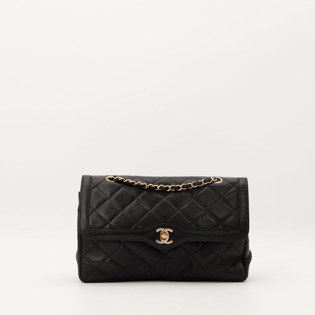 Sac Chanel Edition Paris cuir agneau noir vue de face occasion authentique — AMANA Vintage