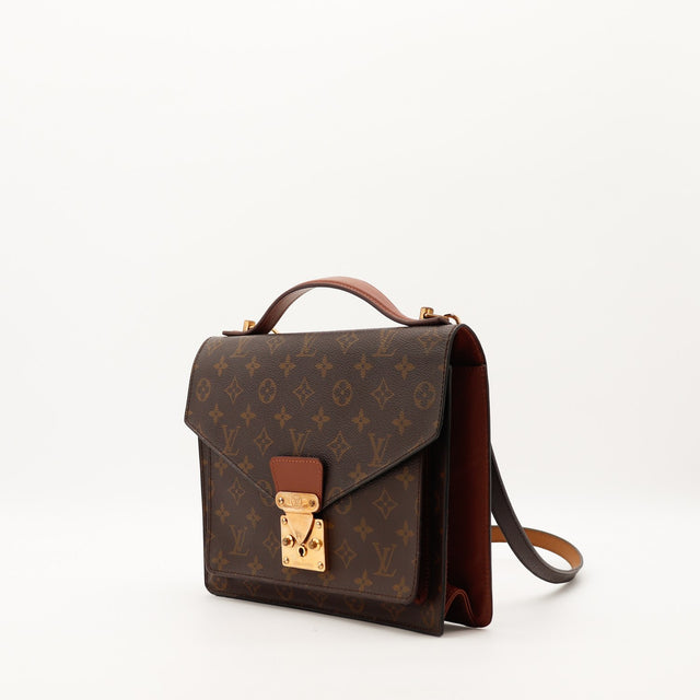 Sac Louis Vuitton Monceau 28 vue trois quarts rabat enveloppe occasion authentique — AMANA Vintage