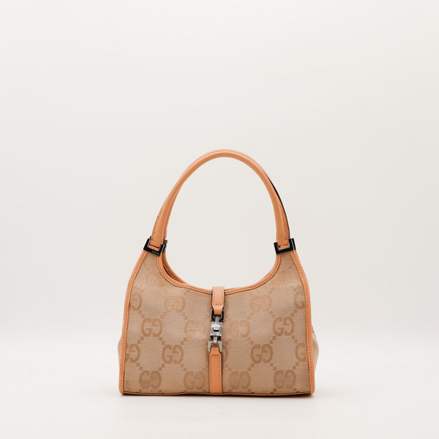 Sac Gucci Jackie toile monogrammée beige vue de face occasion authentique — AMANA Vintage