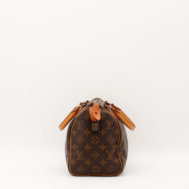 Vue de côté Louis Vuitton Speedy 25 Toile Monogramme occasion authentique — AMANA Vintage
