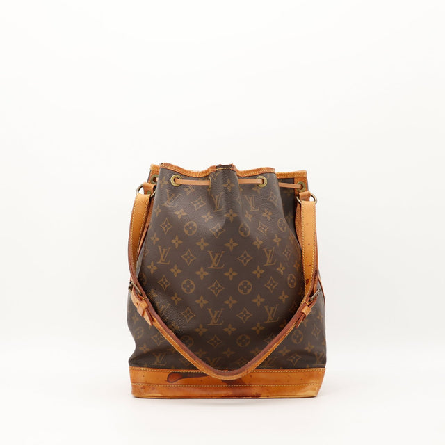 Louis Vuitton Noé Monogram vue arrière patine vachette caramel — AMANA Vintage