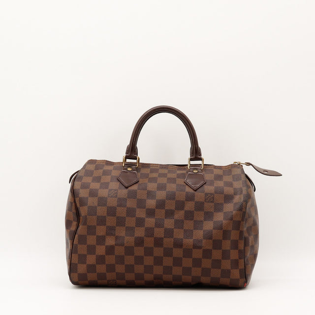 Vue de face Louis Vuitton Speedy 30 toile Damier Ébène occasion authentique — AMANA Vintage