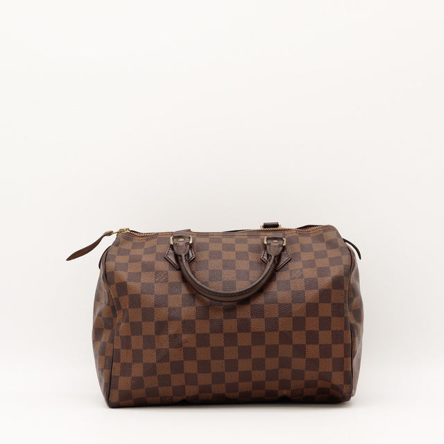Vue du dessus Louis Vuitton Speedy 30 toile Damier Ébène occasion authentique — AMANA Vintage