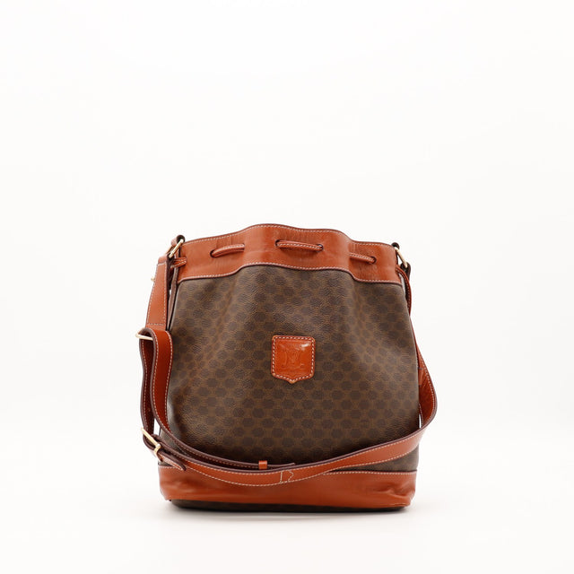 Sac Celine Seau Macadam toile monogrammee marron vue de face occasion authentique — AMANA Vintage