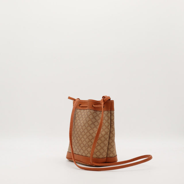Seau Celine Macadam vue arrière toile monogrammée et cuir — AMANA Vintage