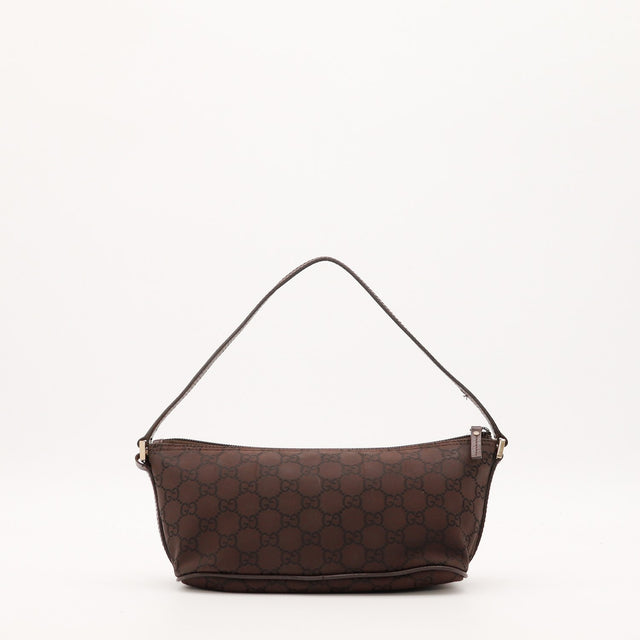 Pochette Gucci toile monogrammée marron vue arrière occasion authentique — AMANA Vintage