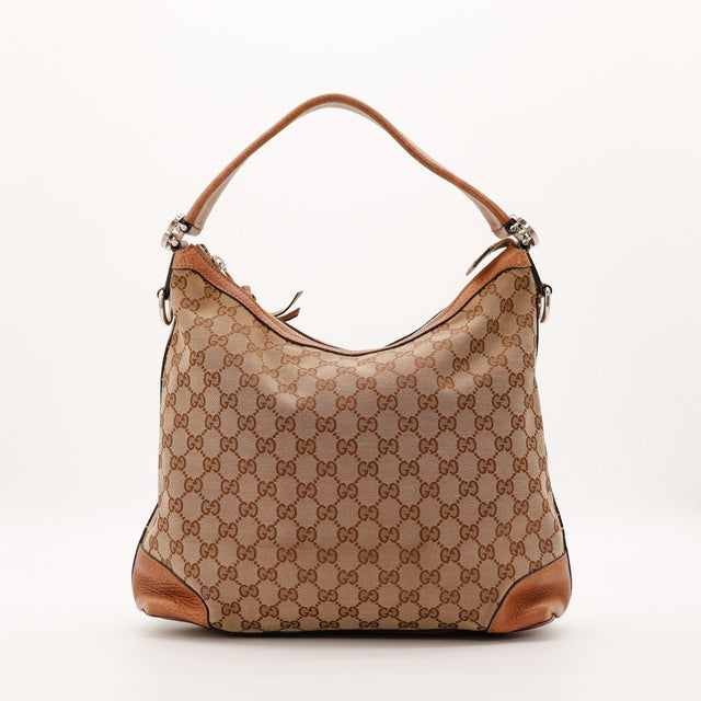 Sac Gucci Hobo Miss toile monogrammée beige vue de face occasion authentique — AMANA Vintage