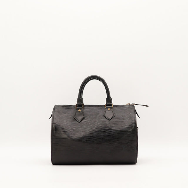 Sac Louis Vuitton Speedy 25 cuir Épi noir vue de face occasion authentique — AMANA Vintage