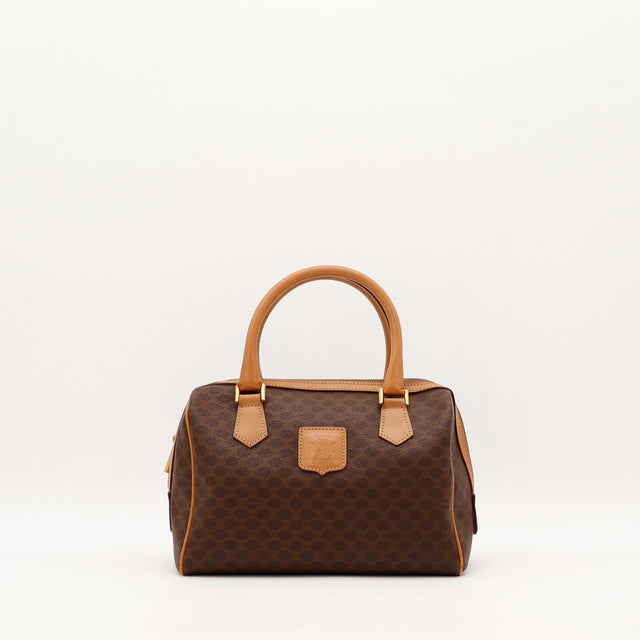 Sac Céline Boston Macadam toile marron vue de face occasion authentique — AMANA Vintage