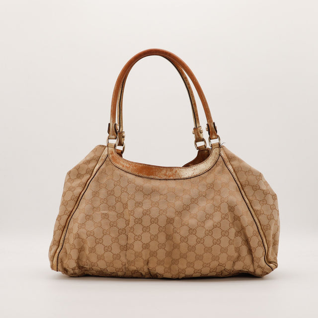 Sac Gucci Hobo toile monogrammée beige vue arrière occasion authentique — AMANA Vintage