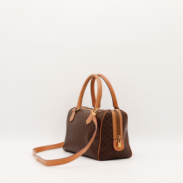 Sac Céline Boston Macadam vue de côté fermeture zippée occasion authentique — AMANA Vintage
