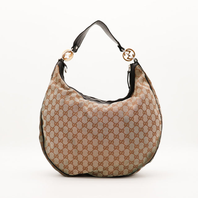Sac Gucci Hobo toile monogrammée vue arrière occasion authentique — AMANA Vintage