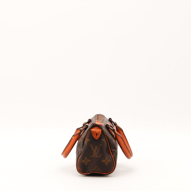 Vue de profil Louis Vuitton Mini Speedy Toile Monogramme occasion authentique — AMANA Vintage