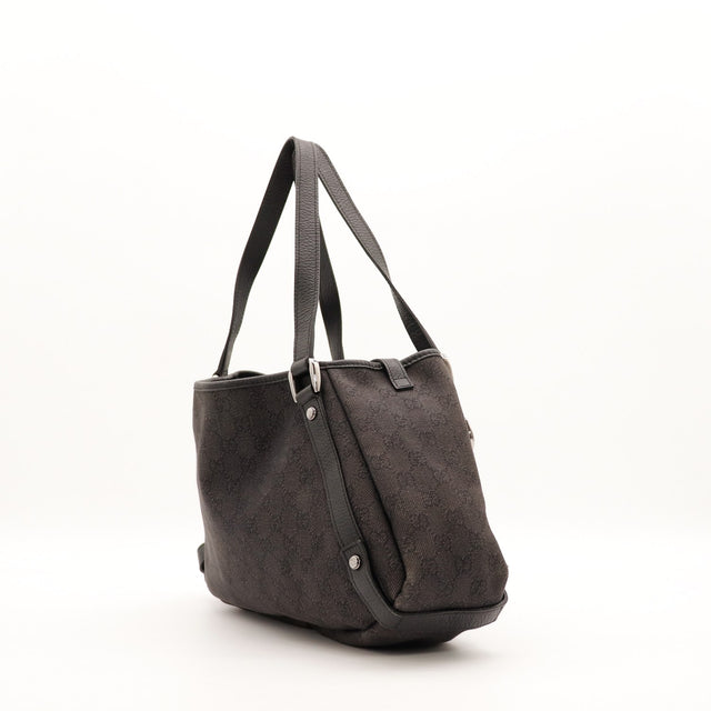 Sac Gucci Tote noir vue de profil cuir grainé occasion authentique — AMANA Vintage