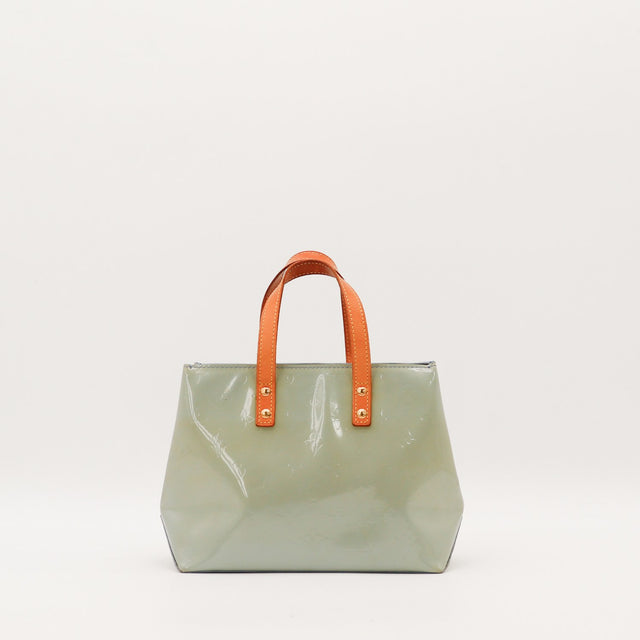 Sac Louis Vuitton Reade PM cuir Vernis gris vert vue de face occasion authentique — AMANA Vintage