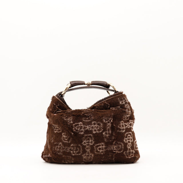 Sac Céline Hobo fourrure marron vue arrière occasion authentique — AMANA Vintage