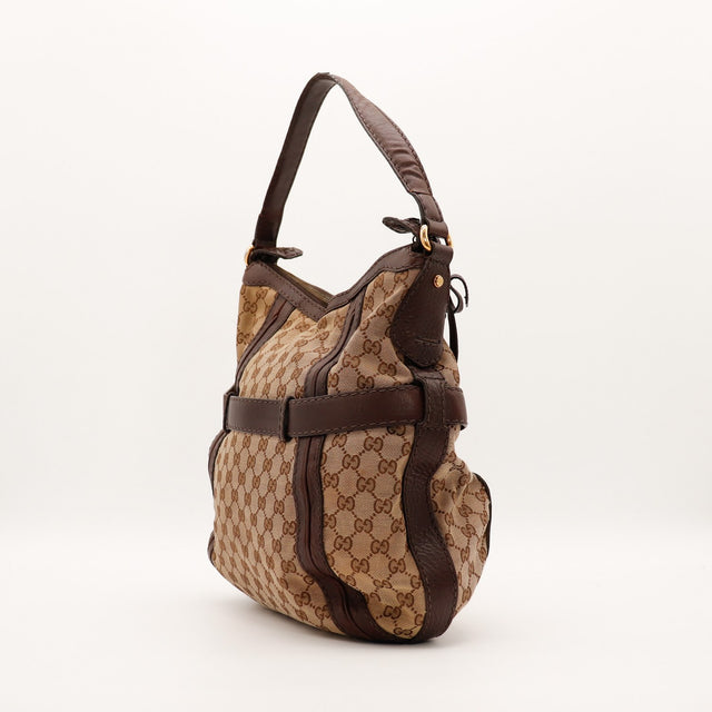Sac Gucci Hobo profil avec anse cuir marron occasion authentique — AMANA Vintage